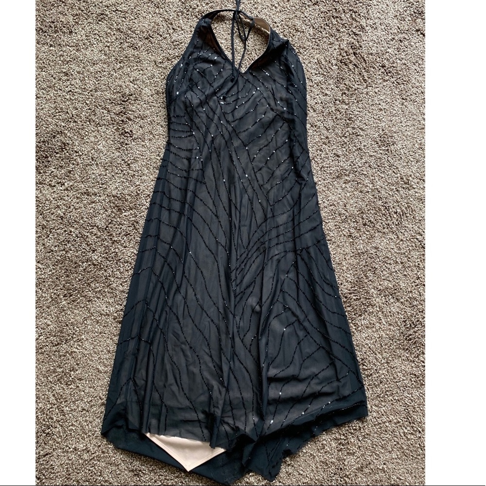 BCBG Black/Nude Beaded Cocktail Dress
